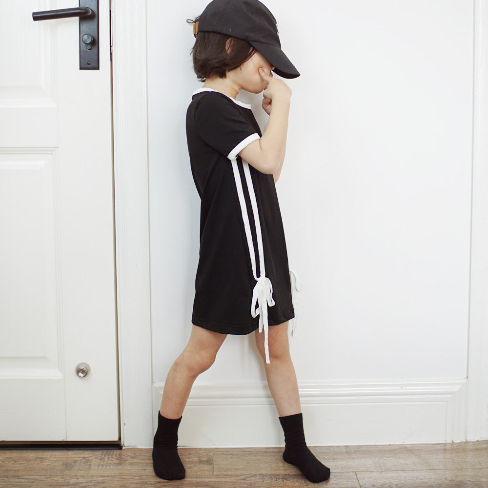 【90-140】サイドラインデザインTシャツワンピース