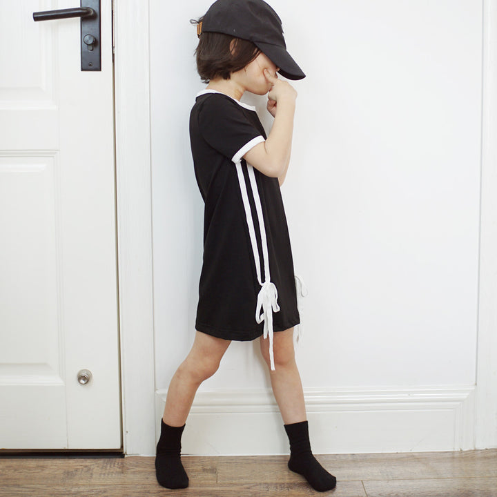【90-140】サイドラインデザインTシャツワンピース
