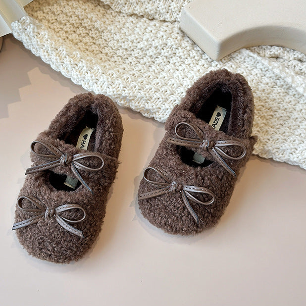 【13.5-21.0】リボンモチーフボアシューズ