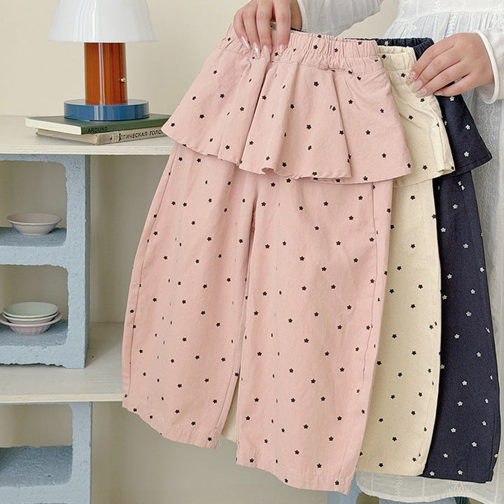 【90-150】レイヤード風星柄パンツ