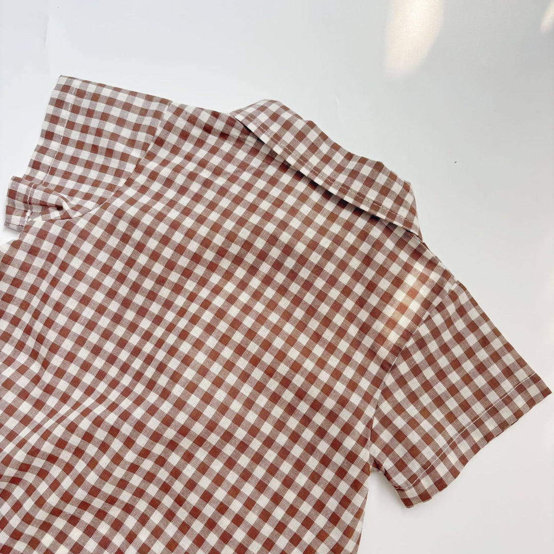 【73-90】チェック柄シャツロンパース
