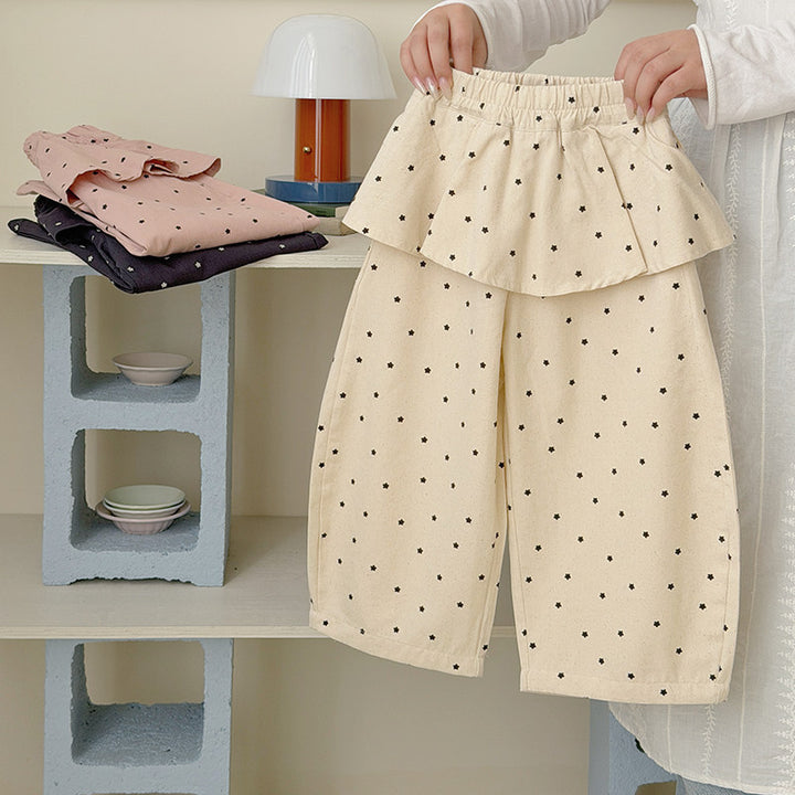 【90-150】レイヤード風星柄パンツ
