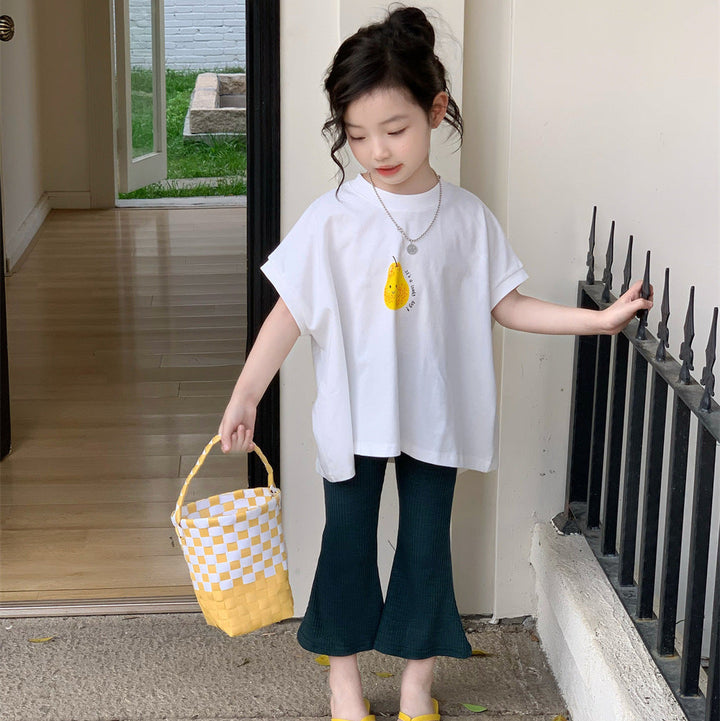 【90-140】洋ナシデザインフレアTシャツ