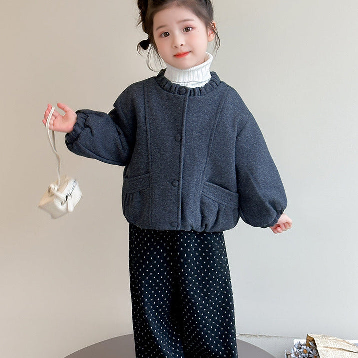 【90-140】ノーカラーギャザーブルゾン