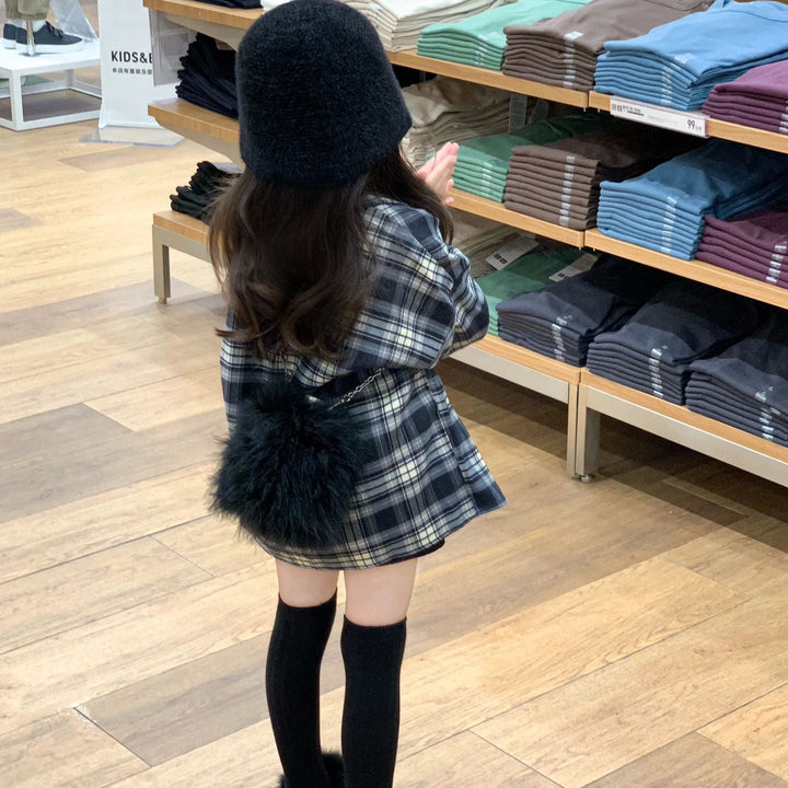 【90-140】チェック柄シンプルシャツ