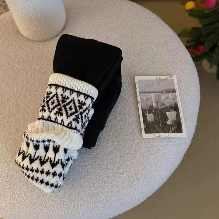 【90-140】フェアアイル柄レッグウォーマー風レギンス