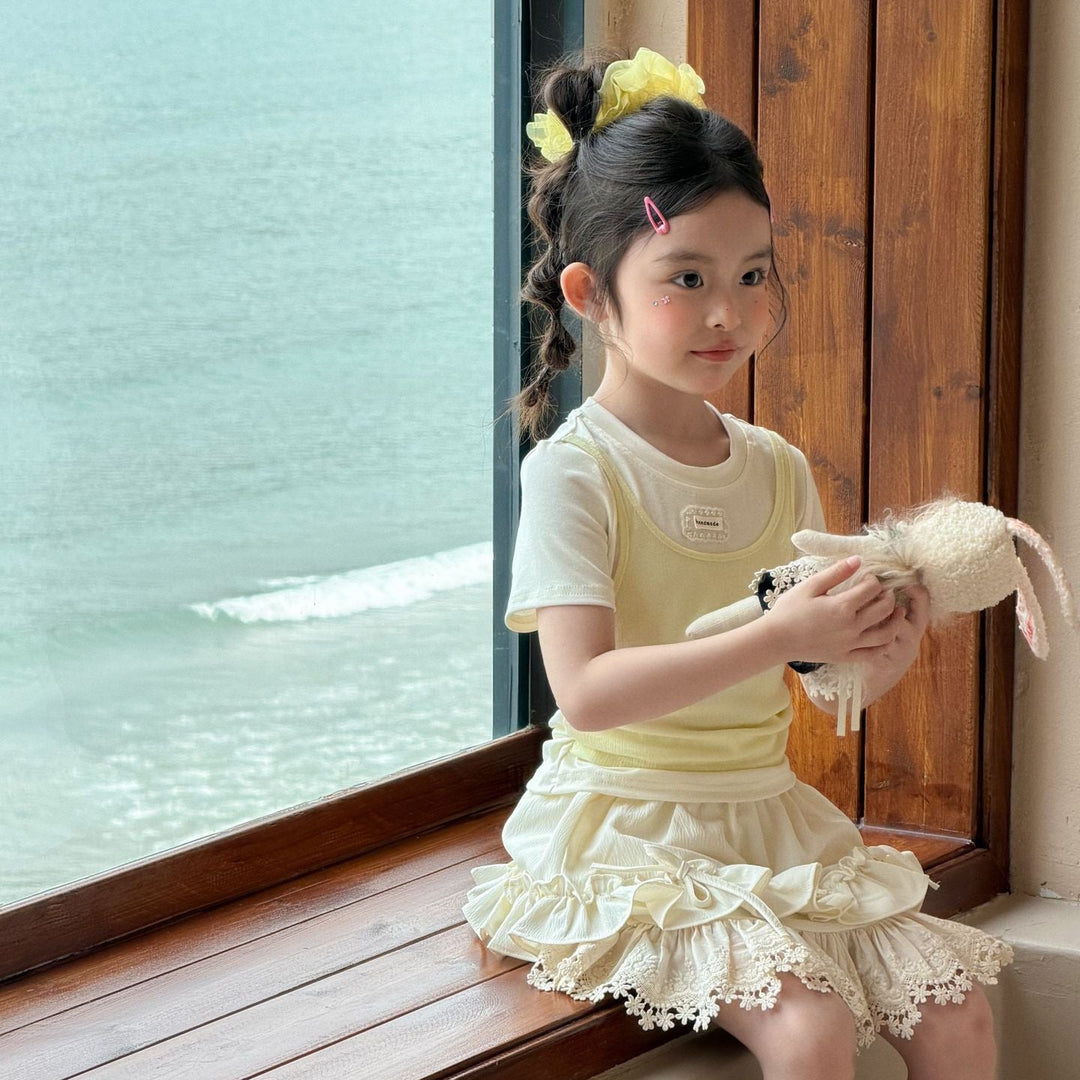 【90-150】フリル＆レースデザインスカート