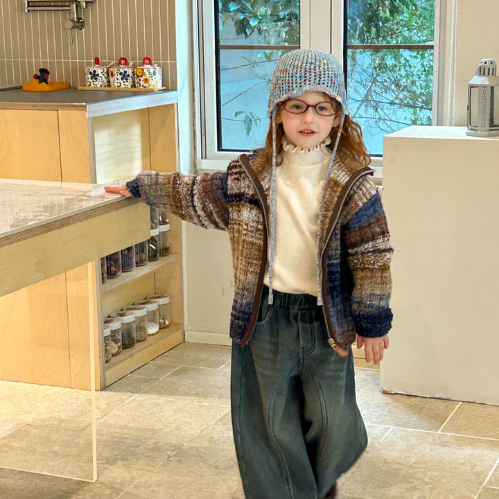 【90-150】ハイネックメロウデザインニット