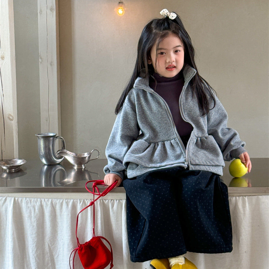 【90-140】ハイネックティアードフルジップトップス