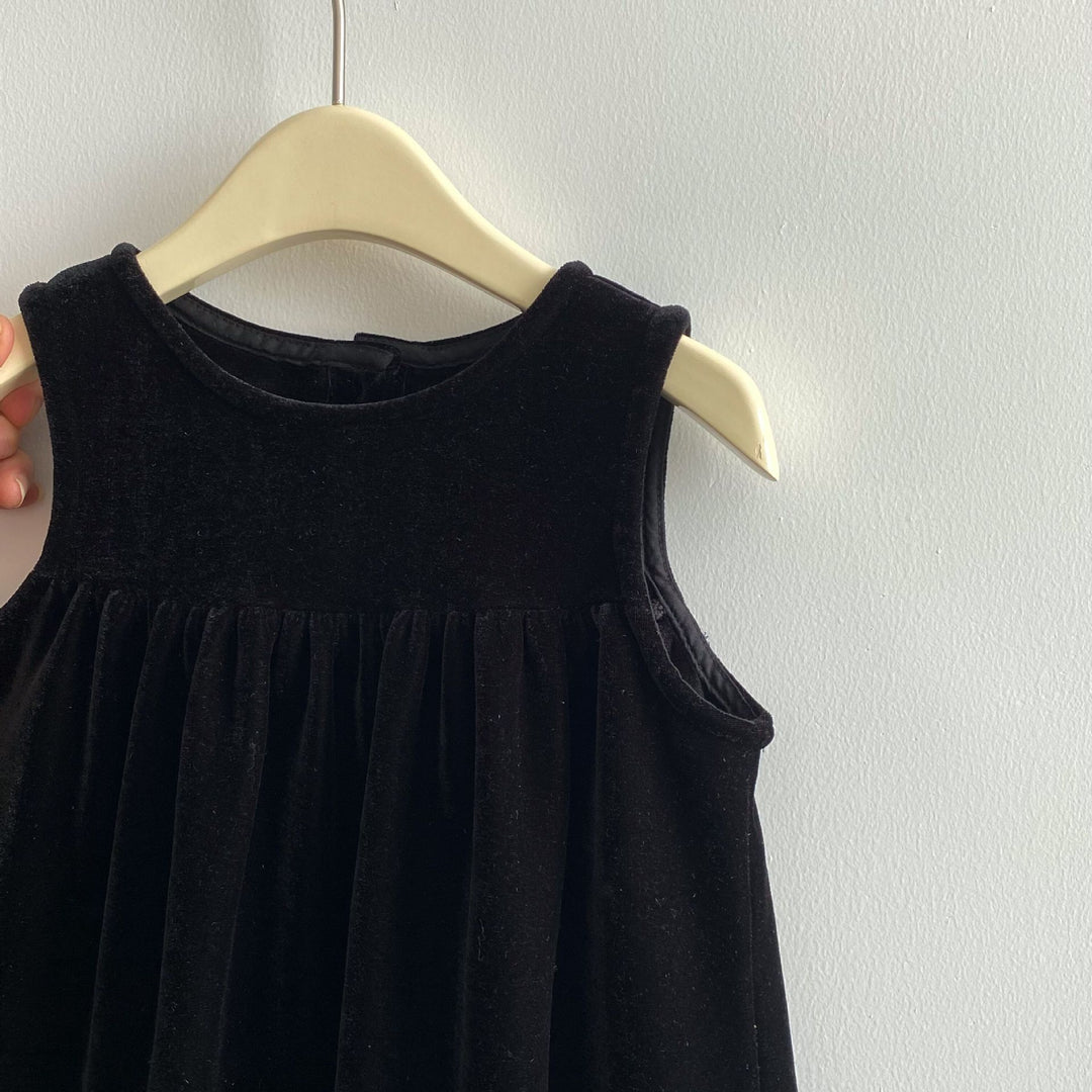 【100-140】バイカラーフリルヘムノースリーブワンピース