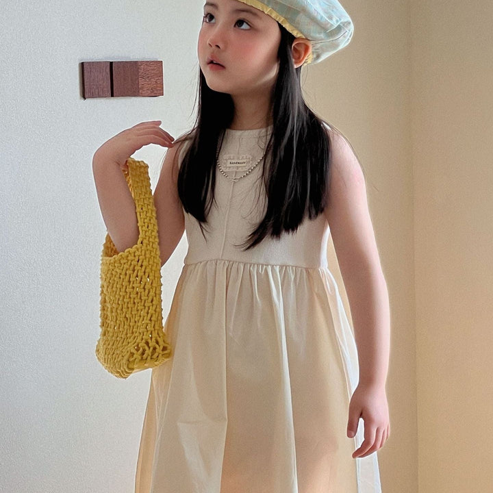 【90-150】ウエスト切替ノースリワンピース