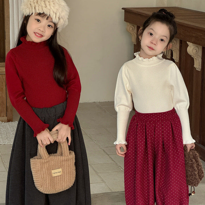 【90-150】パフスリーブハイネックセーター