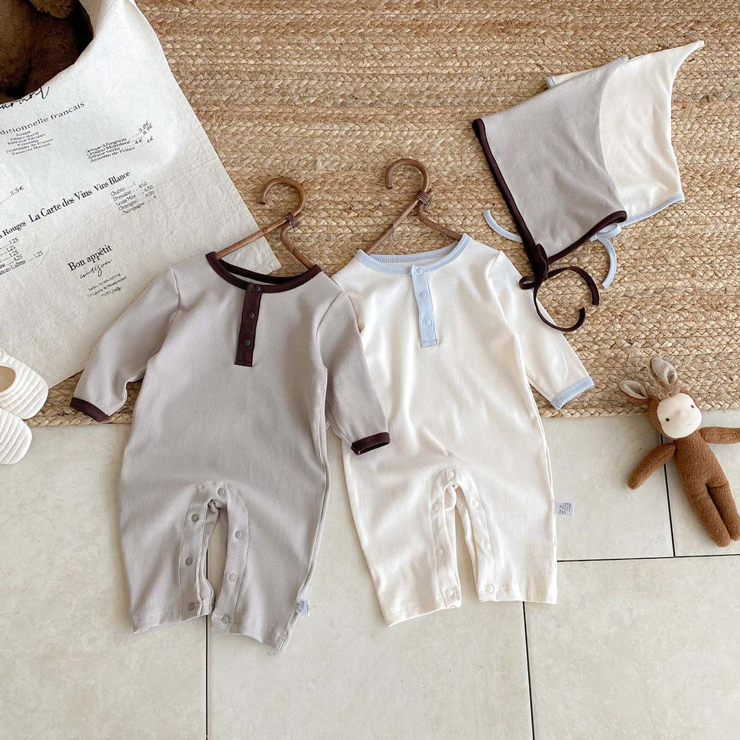 【73-90】帽子付き長袖ロンパース