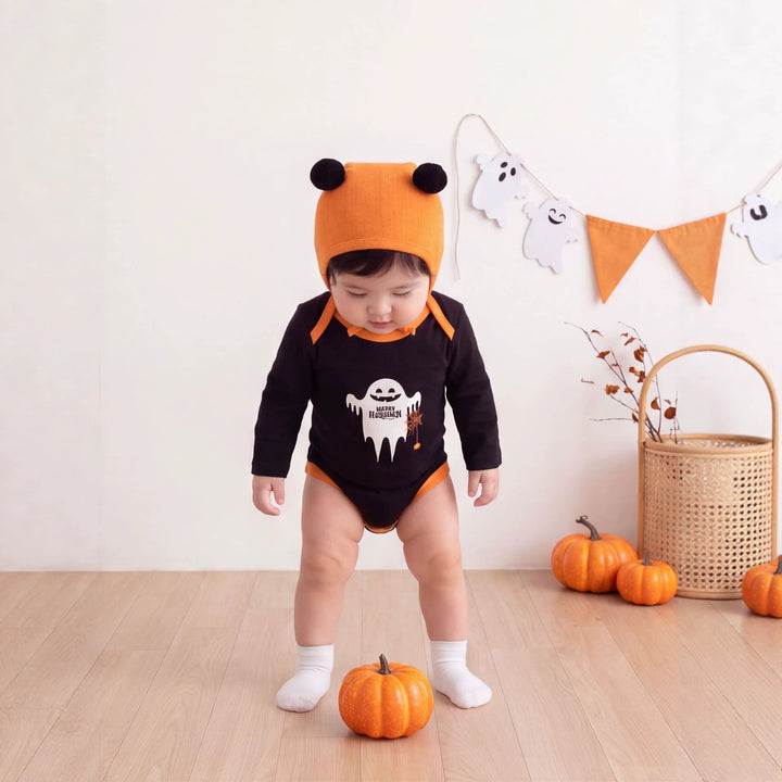 【73-90】ハロウィンデザイン長袖ロンパース