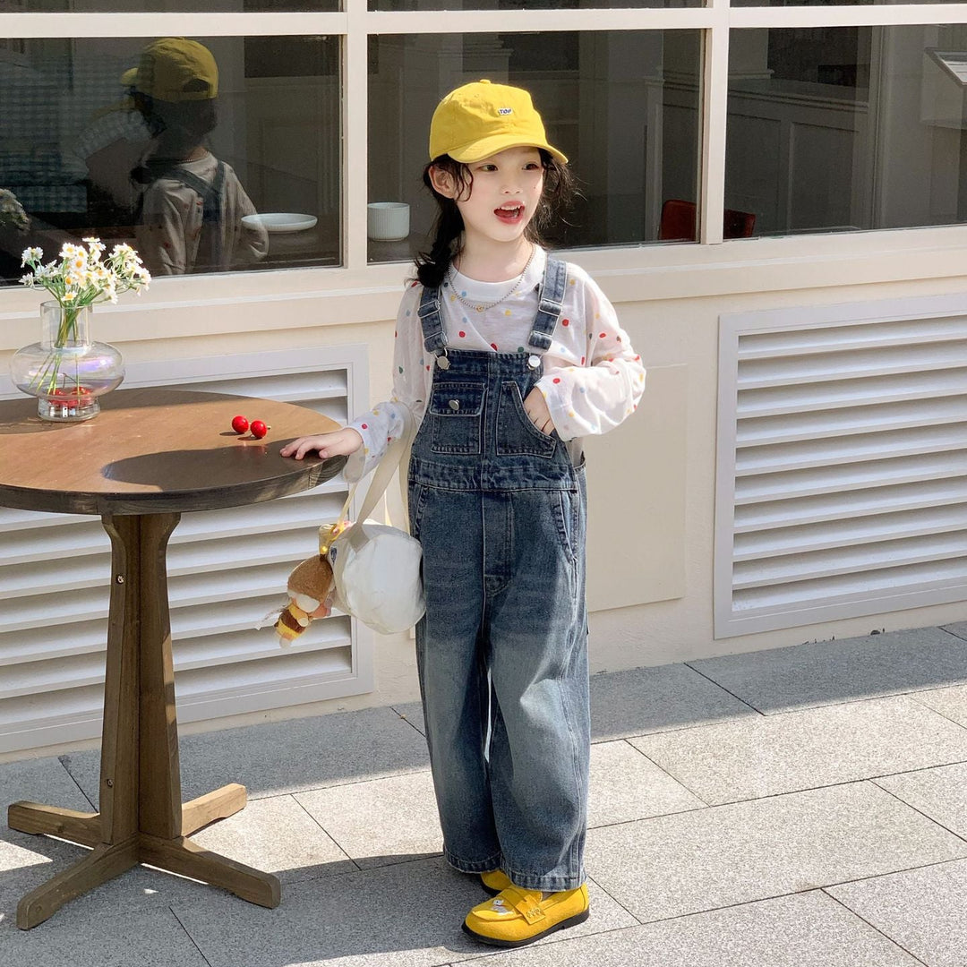 【90-140】ポケットデザインデニムサロペット