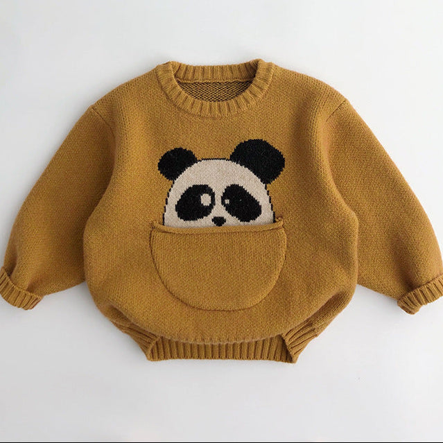 【80-130】ポケットアニマル柄セーター
