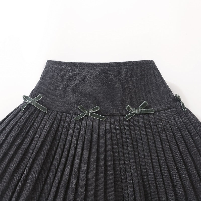 【110-150】リボンモチーフプリーツスカート