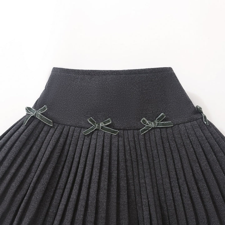 【110-150】リボンモチーフプリーツスカート