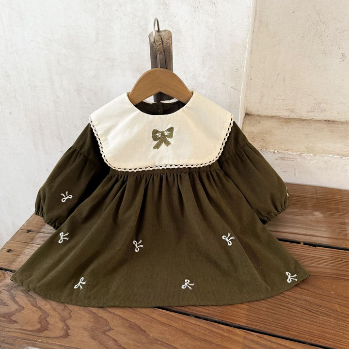 【73-120】リボンデザイン長袖ワンピース