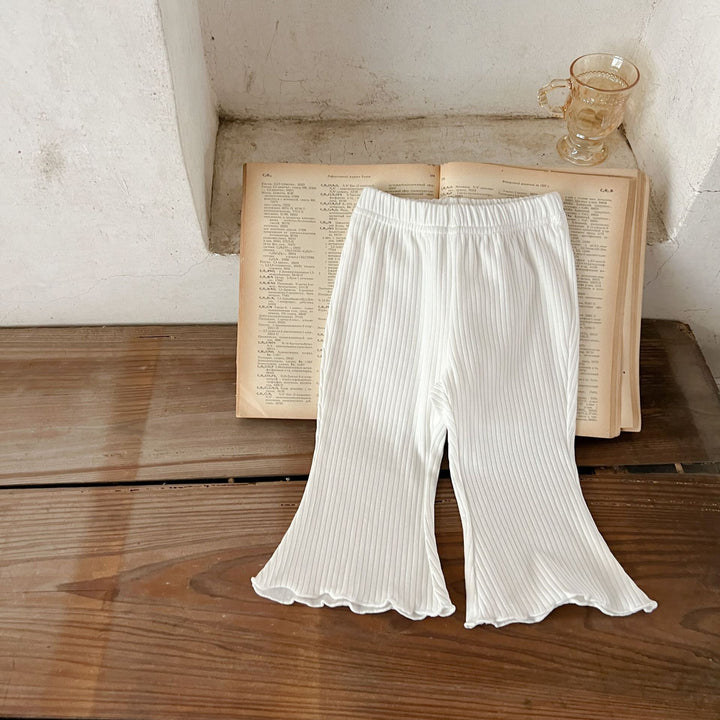 【73-120】シンプルリブフレアパンツ