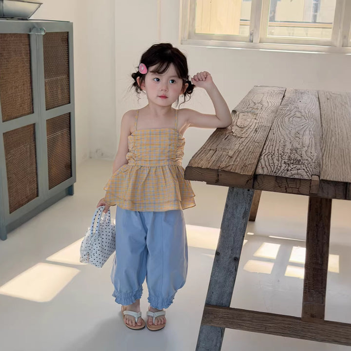 【90-140】裾ギャザーロングパンツ