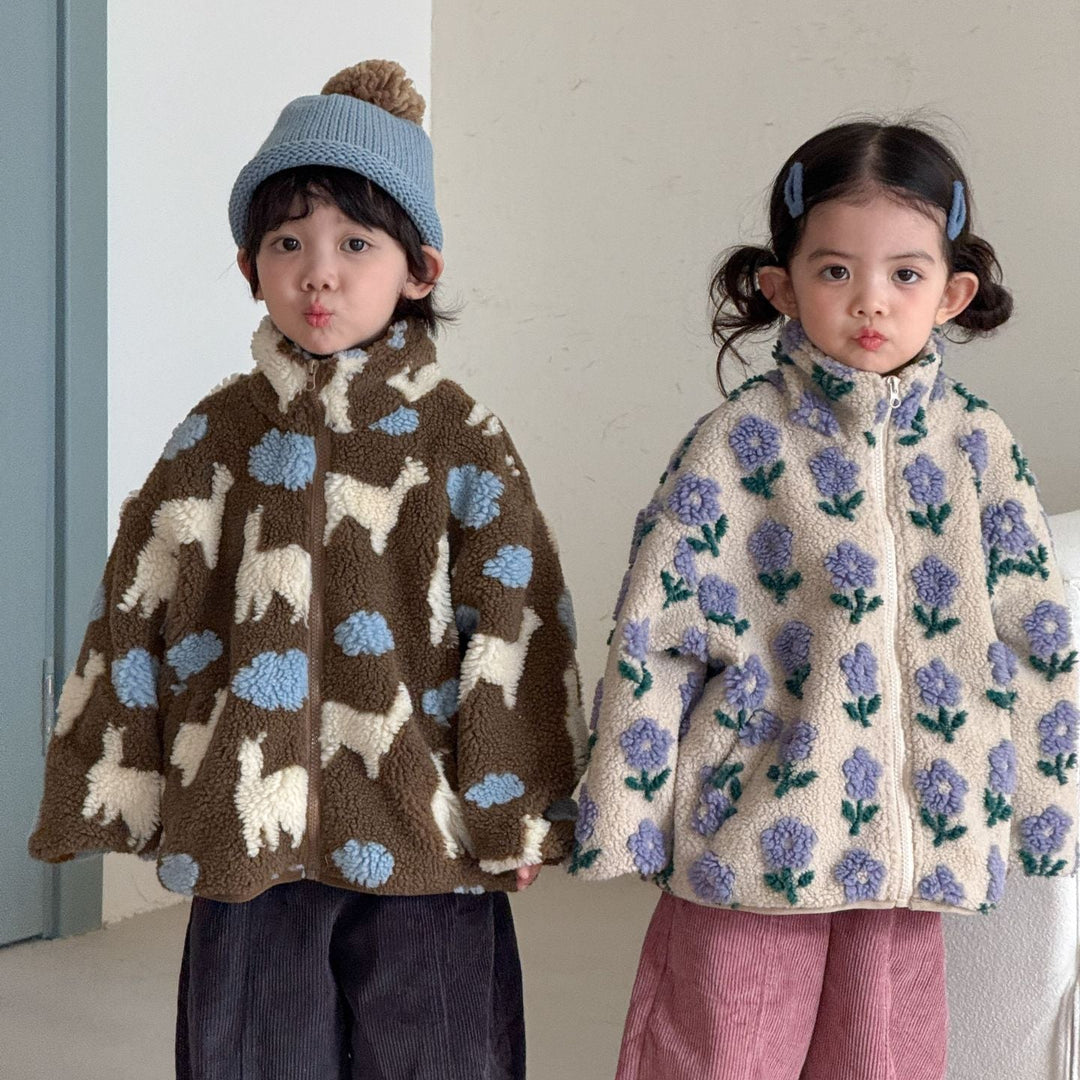 【80-150】フルジップ総柄フリースジャケット