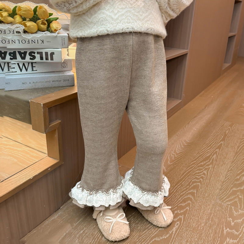 【90-140】レースヘムフレアロングパンツ