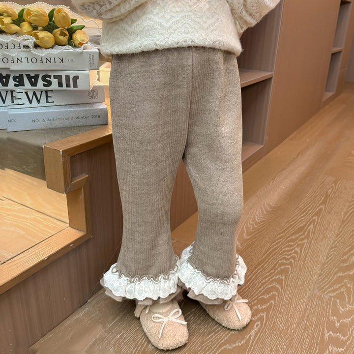 【90-140】レースヘムフレアロングパンツ