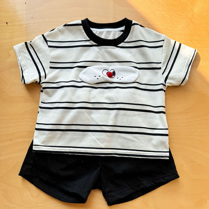【80-150】フロントワッペンTシャツ×ハーフパンツセット