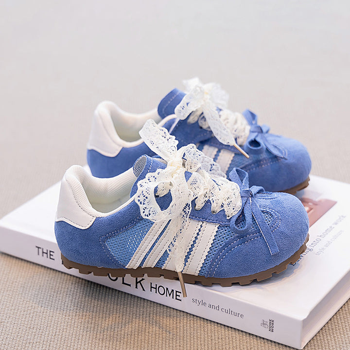 【14.5-21.0】レース×リボンカラースニーカー