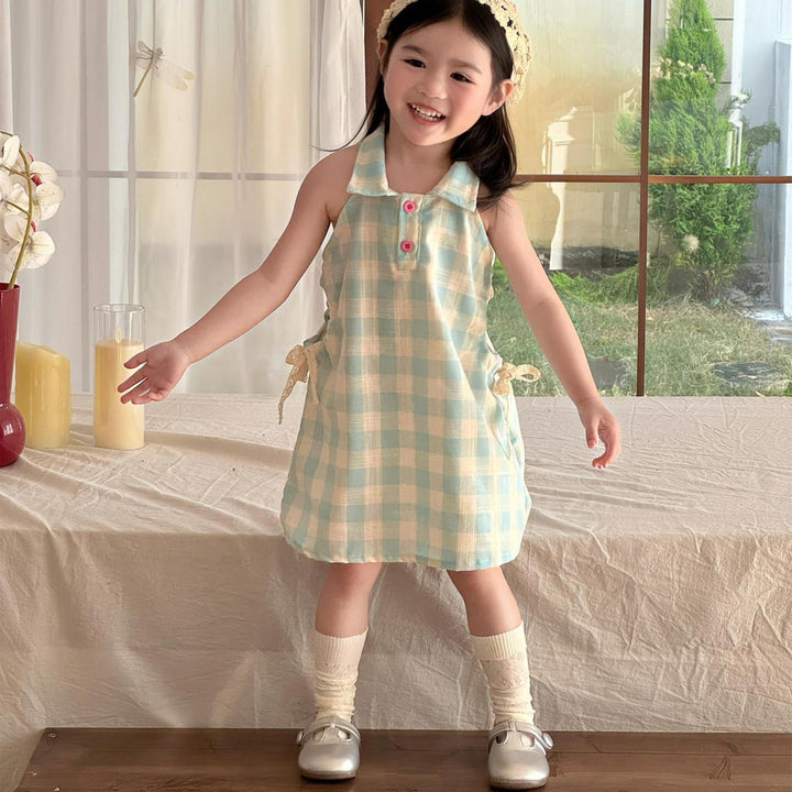 【90-140】ウエストカットノースリーブワンピース