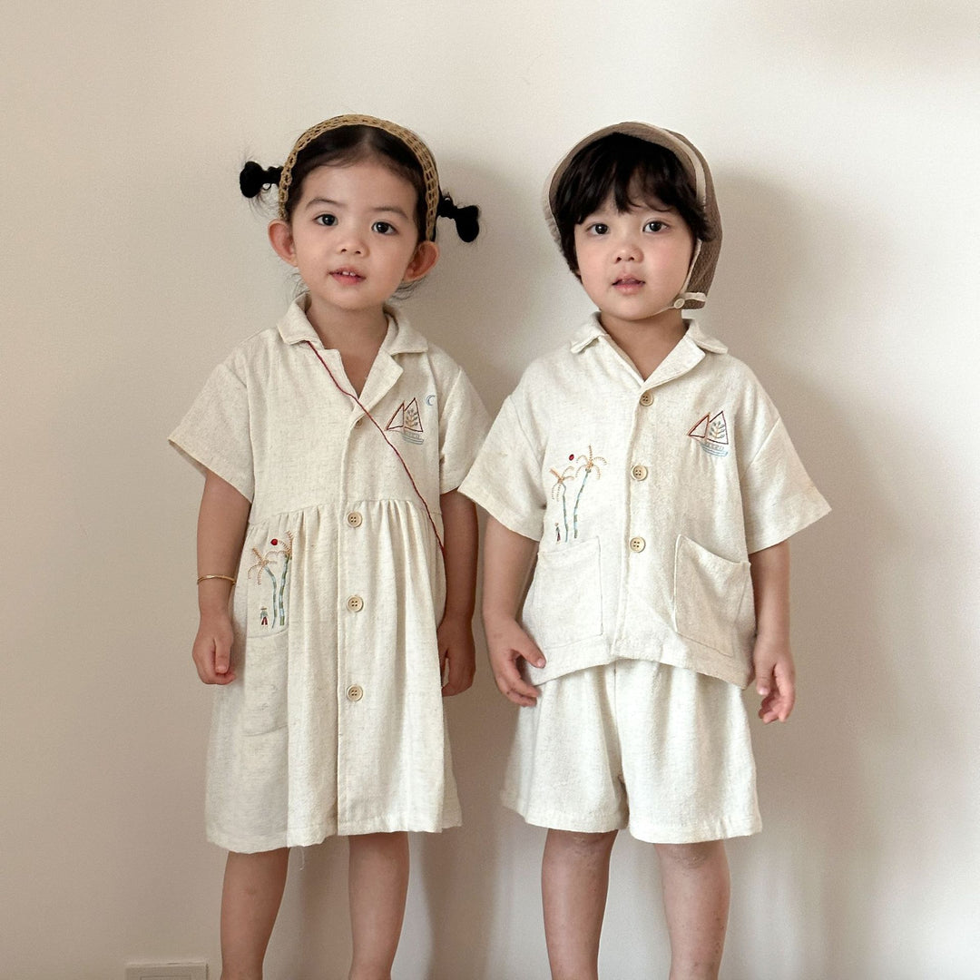 【80-150】ナチュラル半袖セットアップ