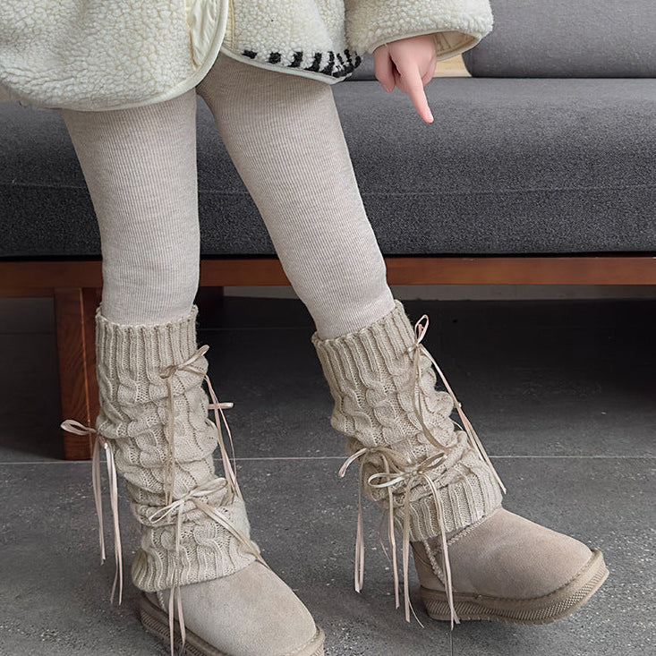 【90-150】リボンレッグウォーマーレギンス