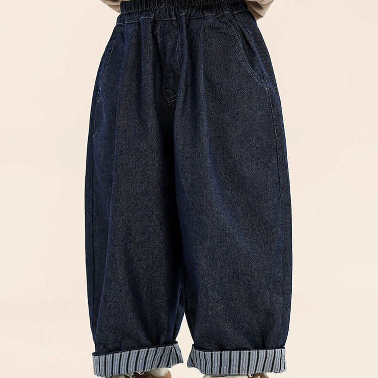 【90-140】ストライプデザインロングパンツ