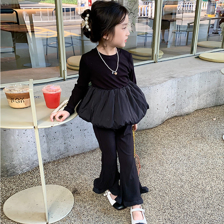 【90-140】バルーンヘムトップス×フリルヘムパンツセット