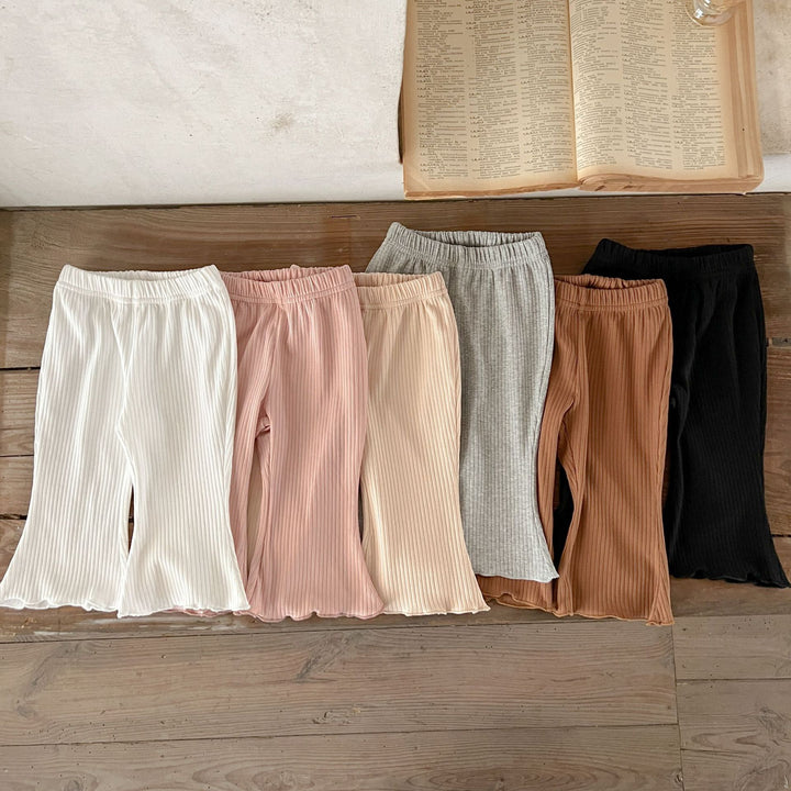 【73-120】シンプルリブフレアパンツ