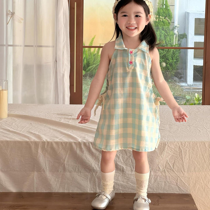 【90-140】ウエストカットノースリーブワンピース