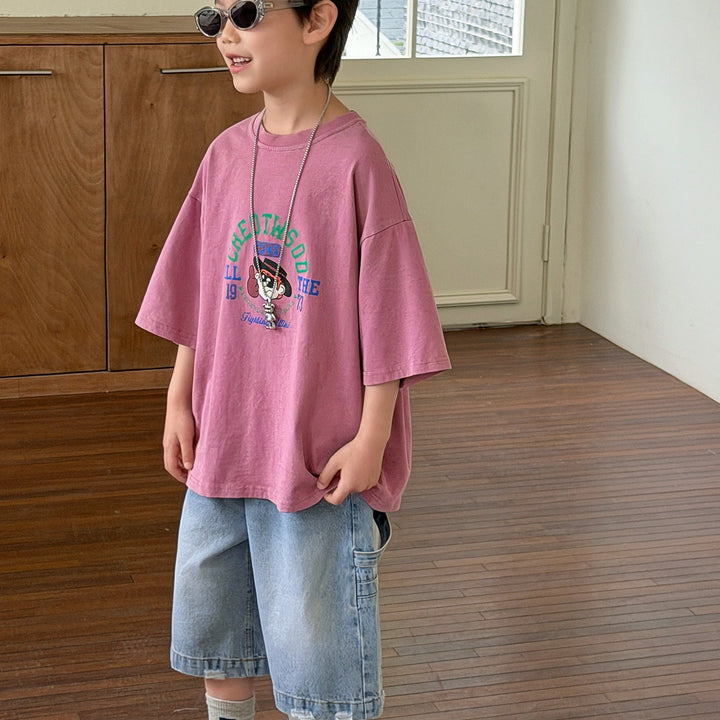 【90-150】ユーズド加工風ミドル丈ワイドデニムパンツ