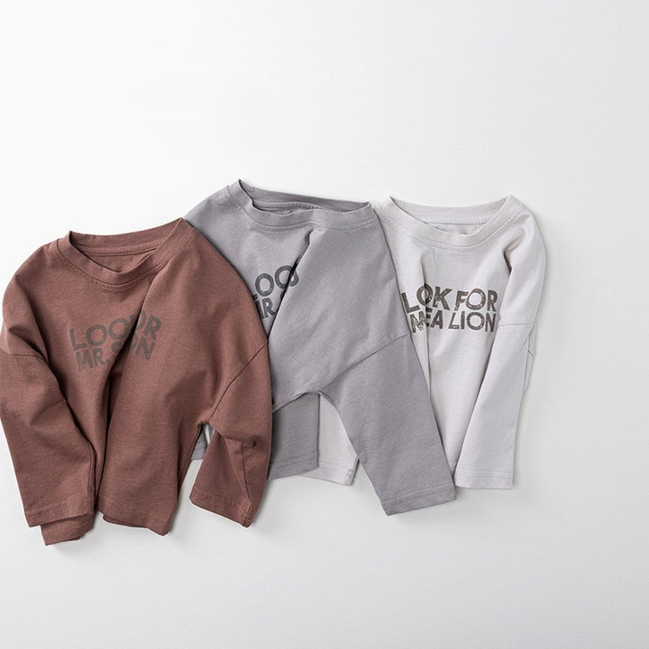 【80-130】ロゴデザイン長袖Tシャツ