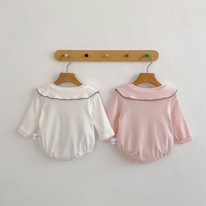 【73-90】デザインカラー長袖ロンパース