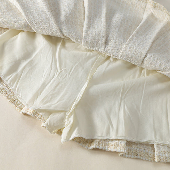 【90-140】リボン＆ボタンデザインツイード風セットアップ