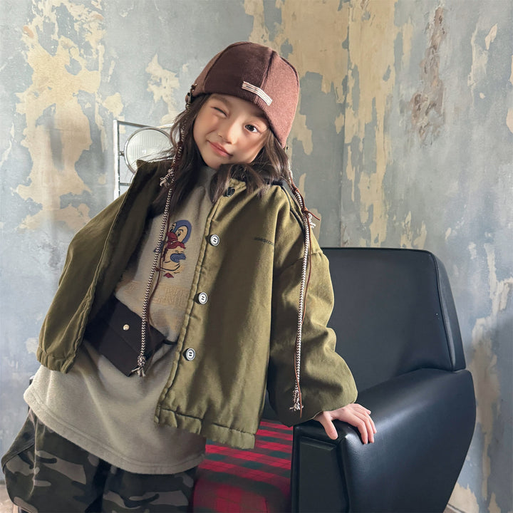 【80-130】バイカラー中綿ジャケット