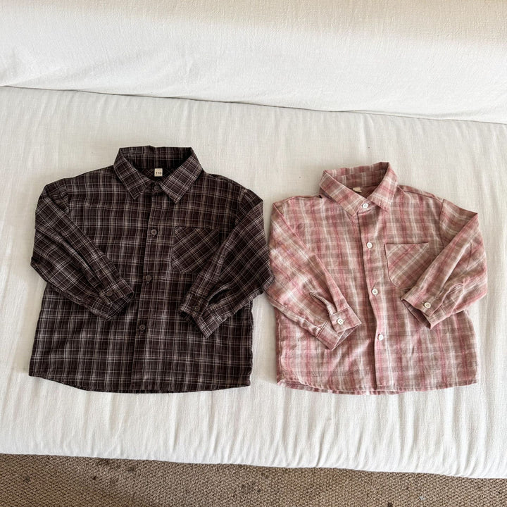 【80-150】チェック柄シンプルシャツ