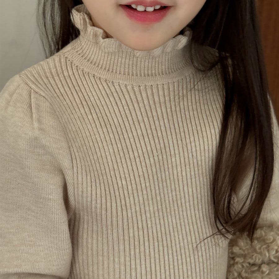 【90-150】パフスリーブハイネックセーター