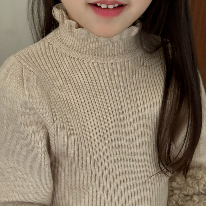 【90-150】パフスリーブハイネックセーター