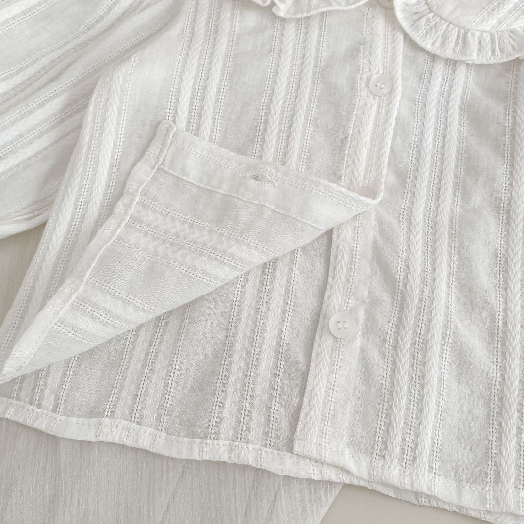 【73-120】襟付きフリルデザインシャツ