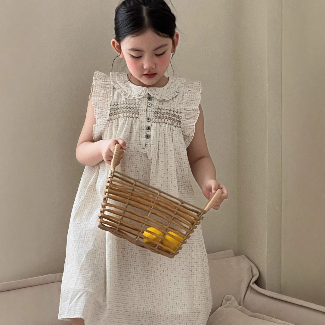 【90-150】総柄フリルデザインワンピース