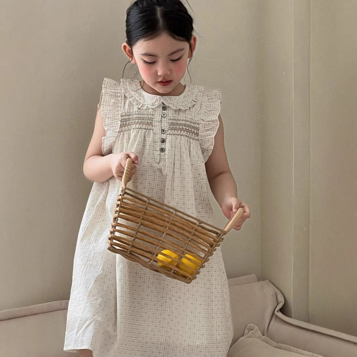 【90-150】総柄フリルデザインワンピース