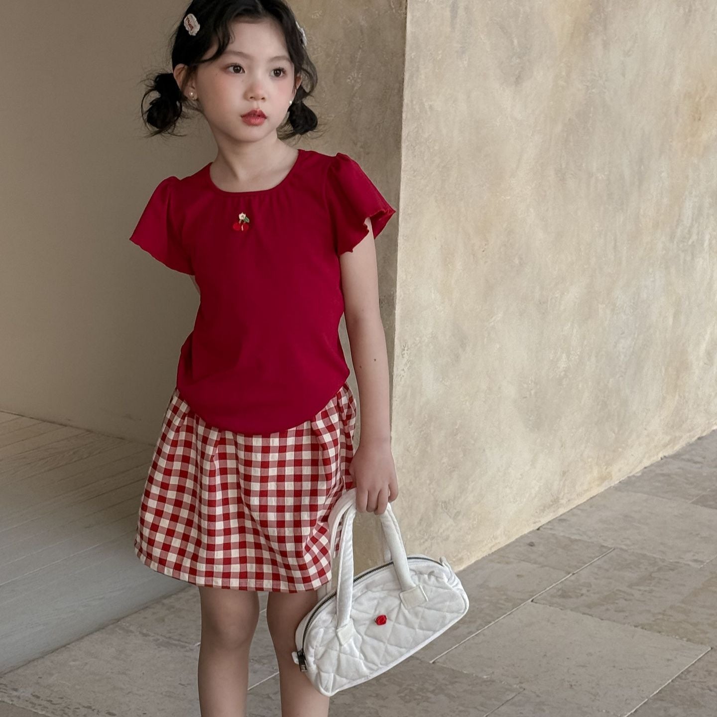 90-150】ギンガムチェックミニスカート｜ELMO-こども服エルモ