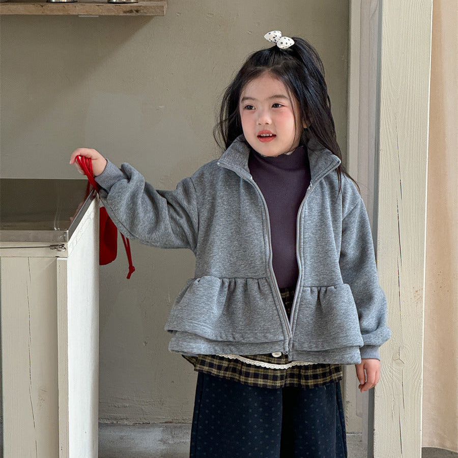 【90-140】ハイネックティアードフルジップトップス